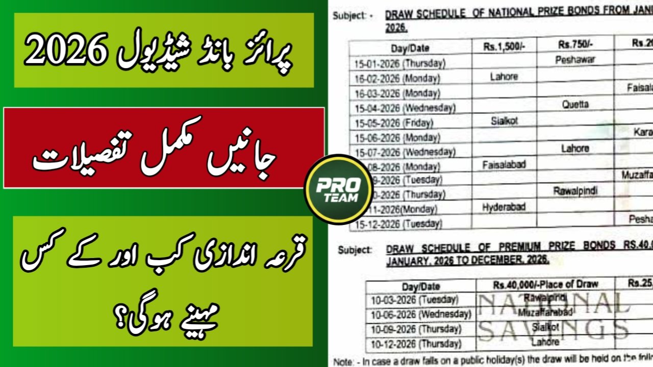 Prize bond schedule 2026